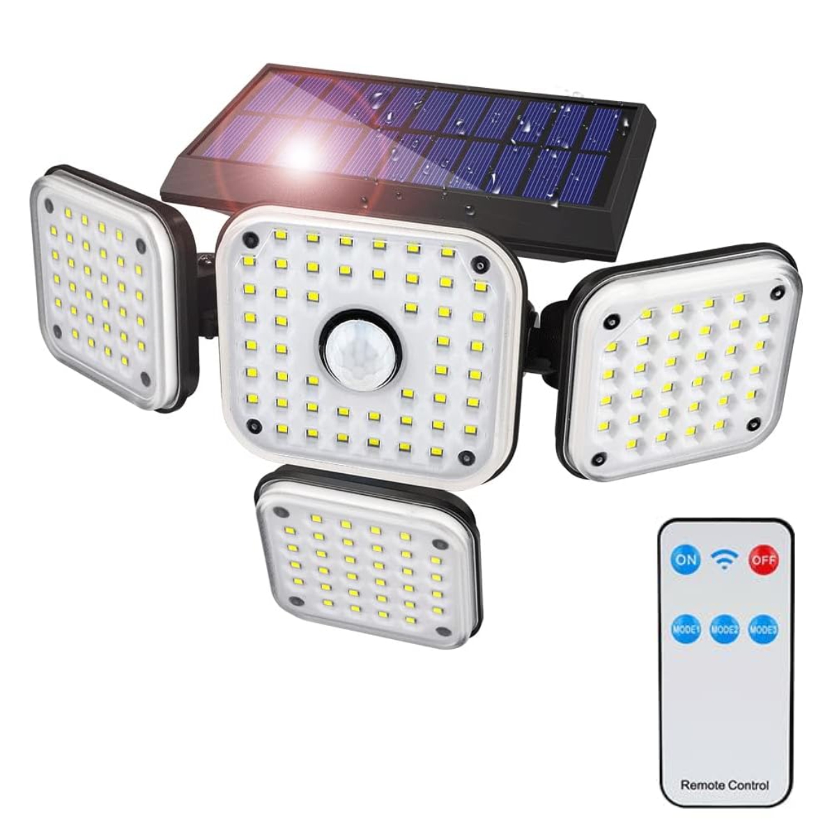 Lampara Solar 4 Cabezas contro y sensor